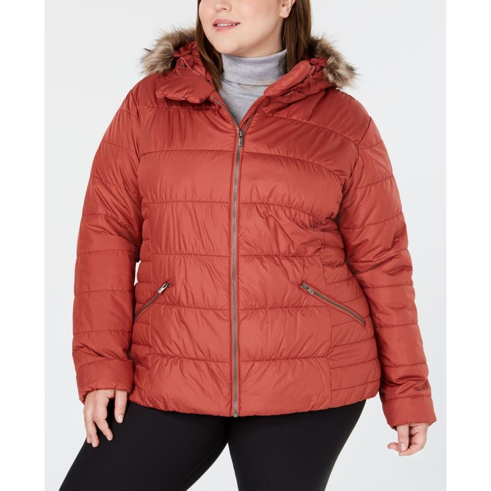 Columbia Womens Plus Size Sparks Lake Faux Fur Trim Thermal Coil Puffer Jacket